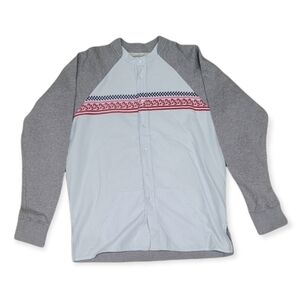 Casely-Hayford Button Front Raglan Sweatshirt Elevated Casual Men's Sz M